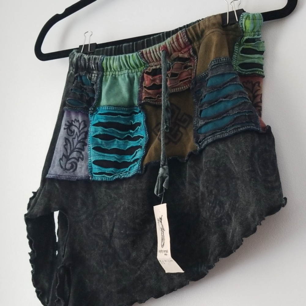 Handmade & dyed festival hippie asymmetrical skirt